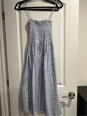 H&M Blue and White Floral Smocked Sundress